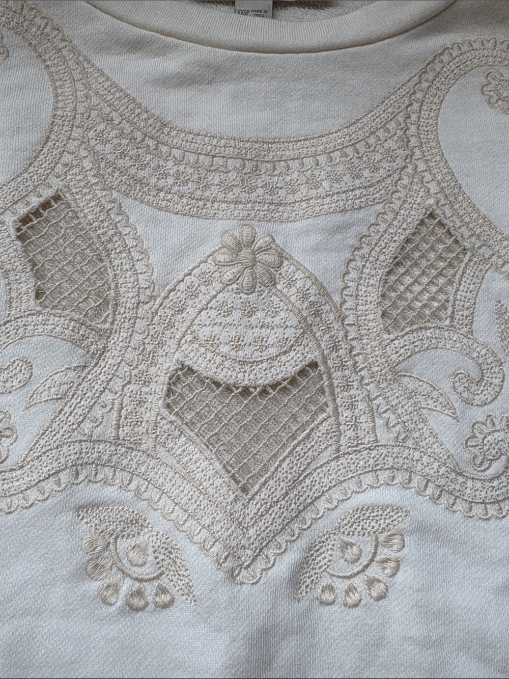 LOFT Cream Embroidered Pullover - Picture 3 of 6